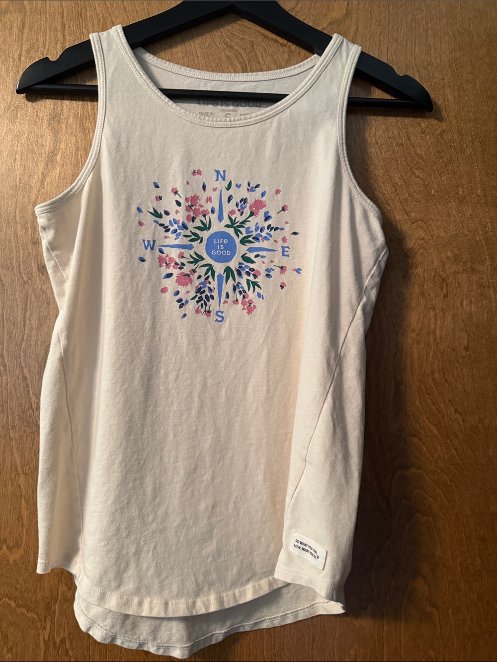 Life Is Good Cream Floral Compass Tank
